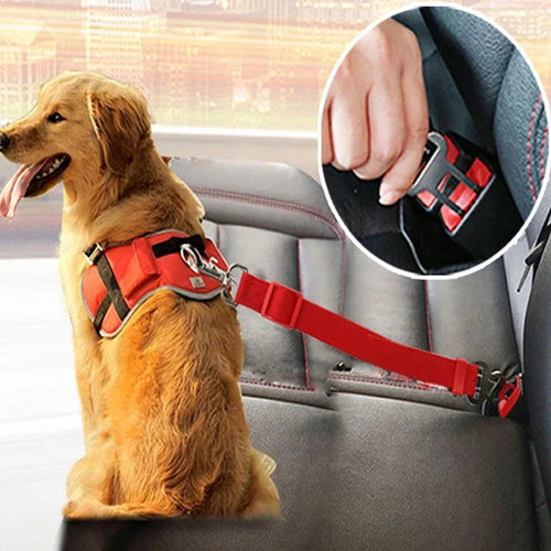 Adjustable dog car seat belt for back seat travel